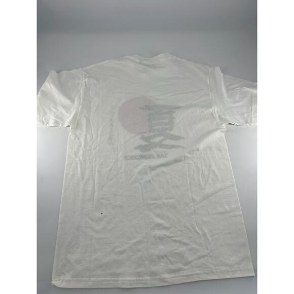 Vintage Hanes Heavyweight Chinatown San Francisco Tshirt Mens Medium White Black - Picture 7 of 7